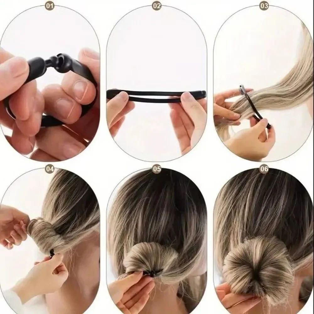 4 Pcs Magic Donut Hair Tool Accessories Twist Easy Bun Shaper Marker Silicone